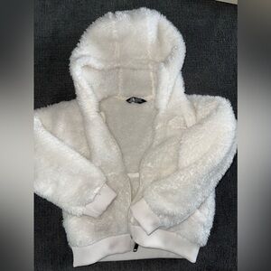 Toddler size 4T White Sherpa North Face Zip Up Jacket